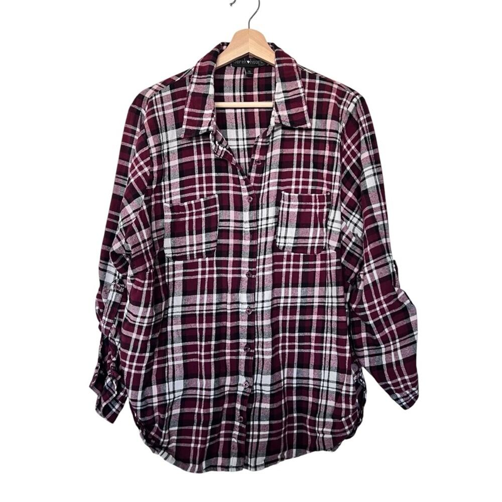 Derek Heart Plus Plaid Button Down Shirt 100% Cotton Womens 3X